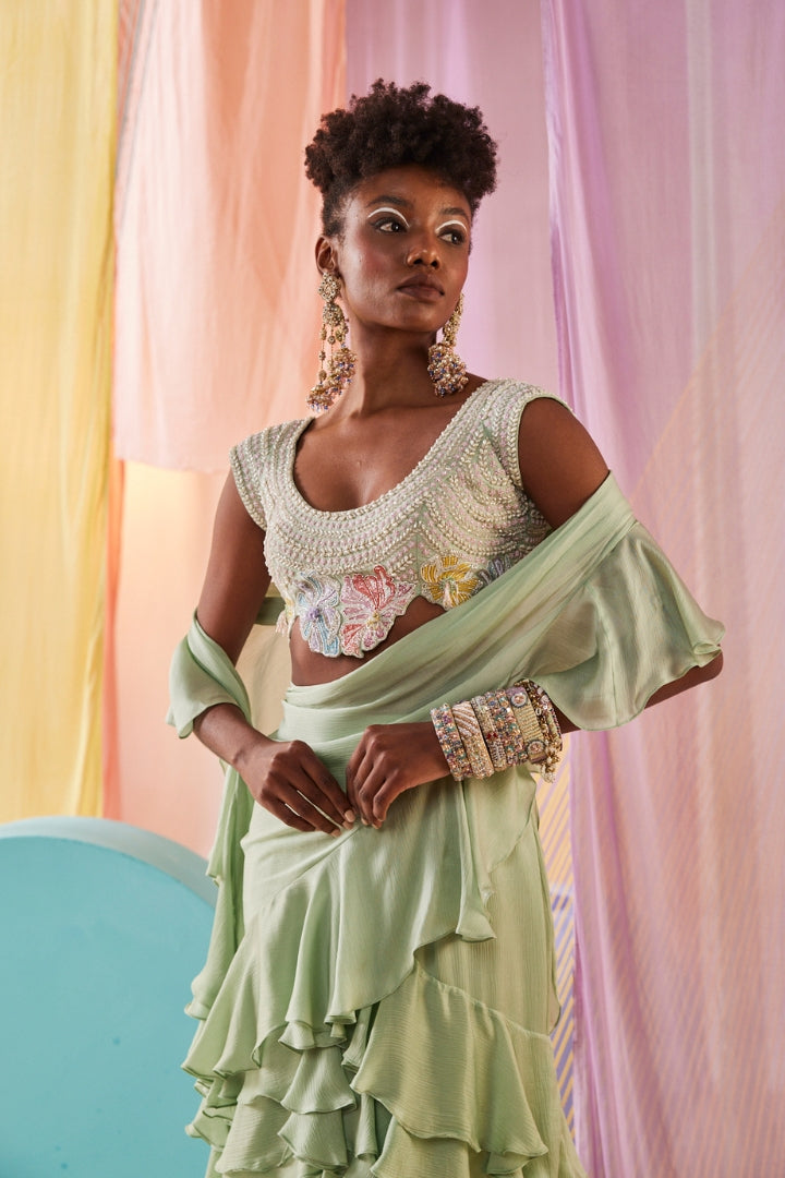 L√©a Ruffled Saree set