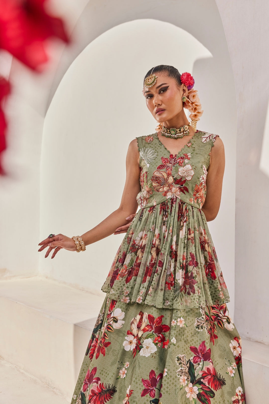 Sufi peplum lehenga set