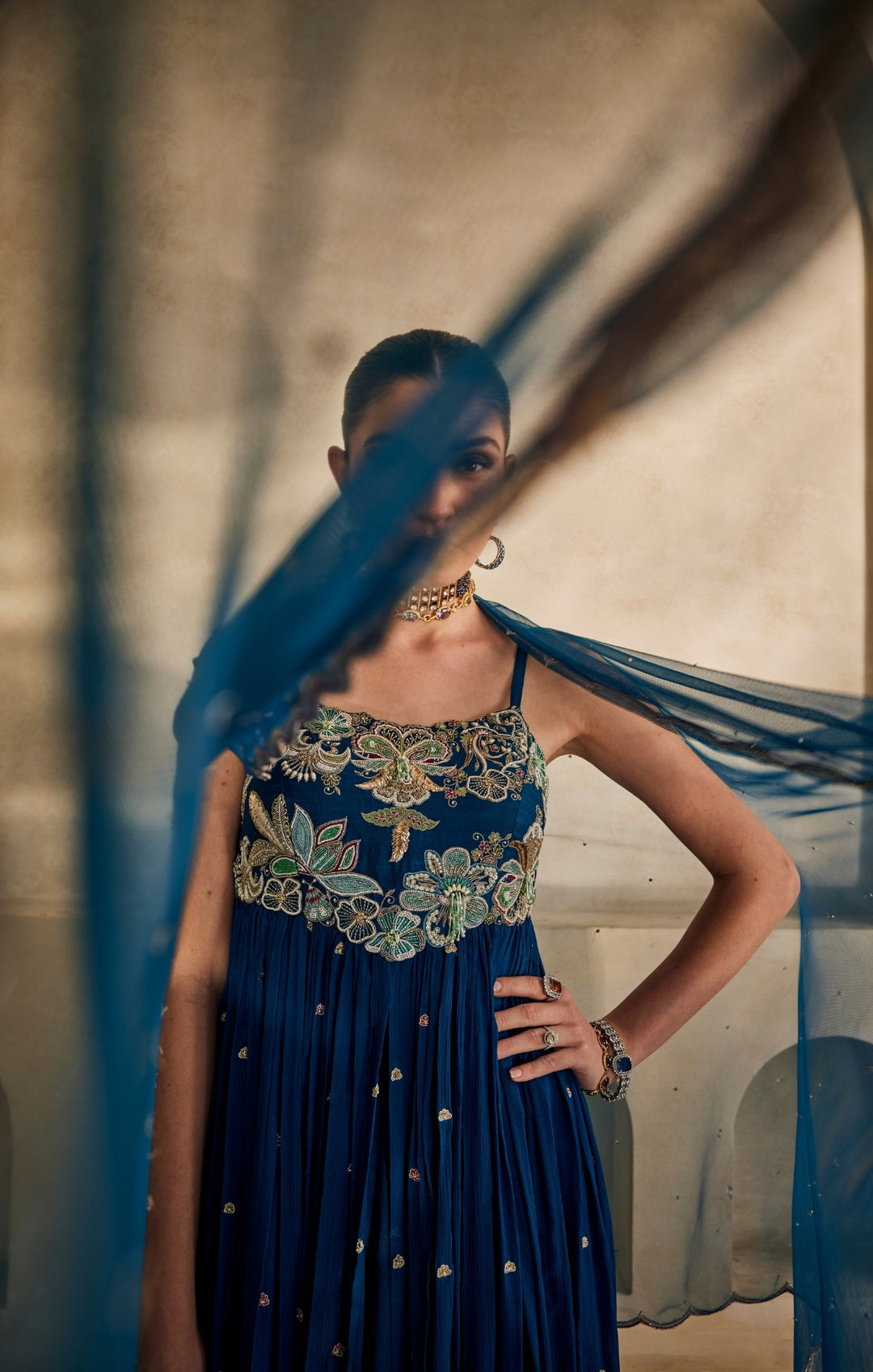 Neel Afreen Anarkali set