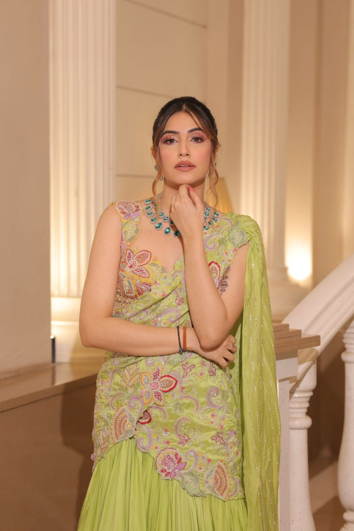 Raghavi In Kuha Pre-draped saree set