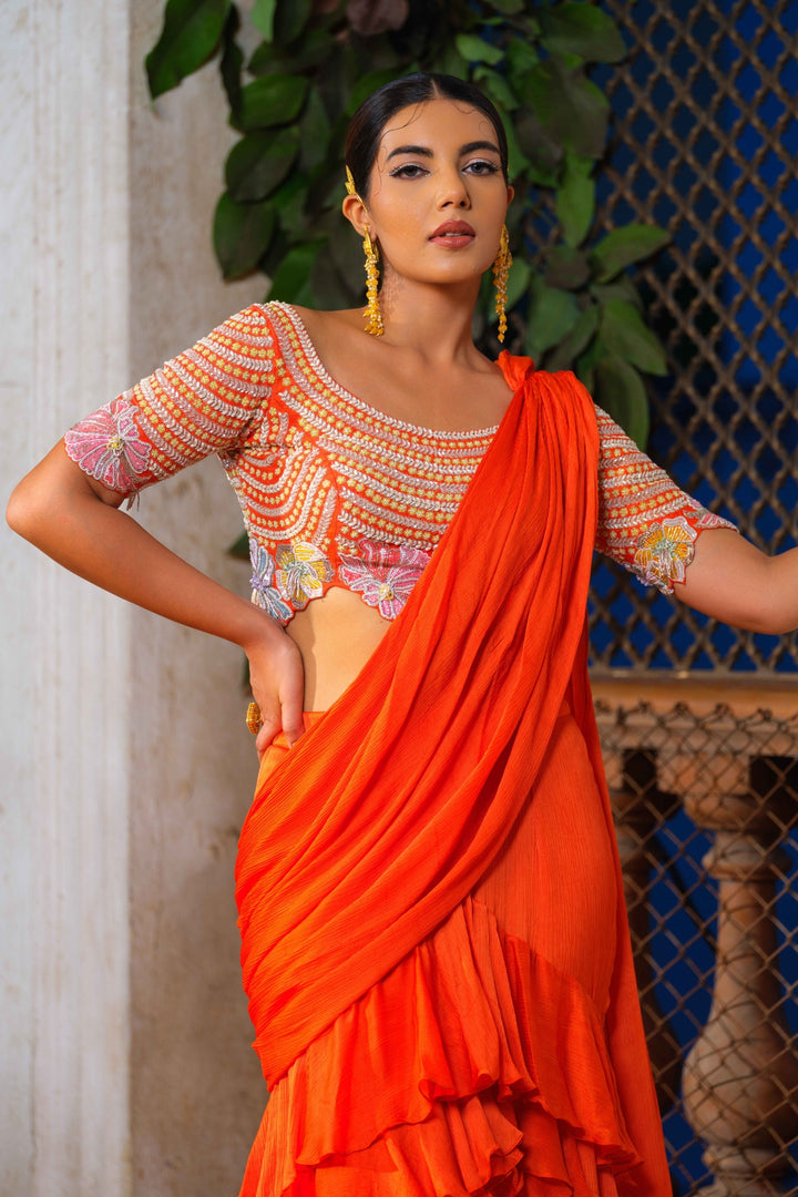 Lea ruffle saree set