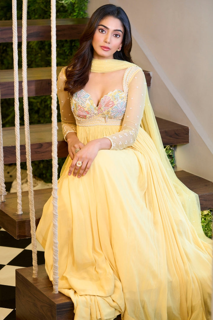 Sana Makbul In Iris anarkali set