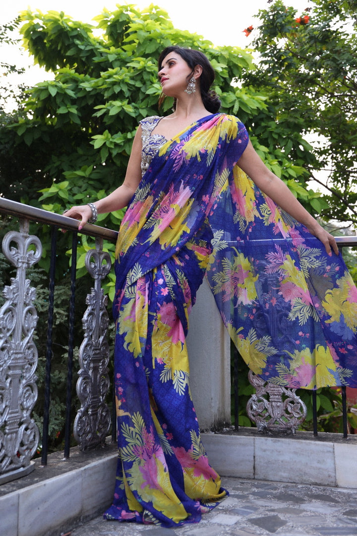 Anshu Ambani In Neela classic draped saree set