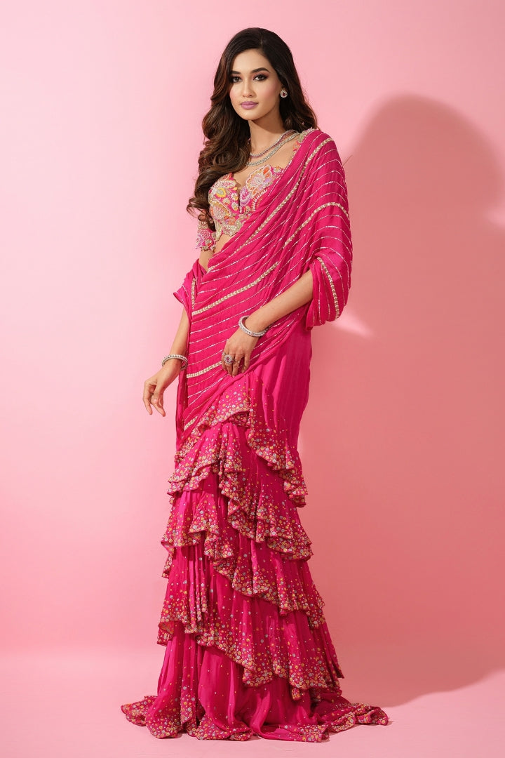 Mansi Chourasiya Tarani Pre-draped saree set