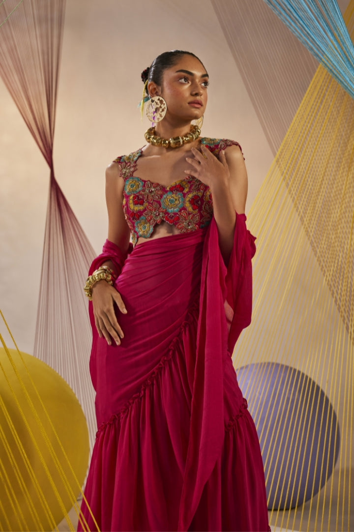 Swara lehenga saree set