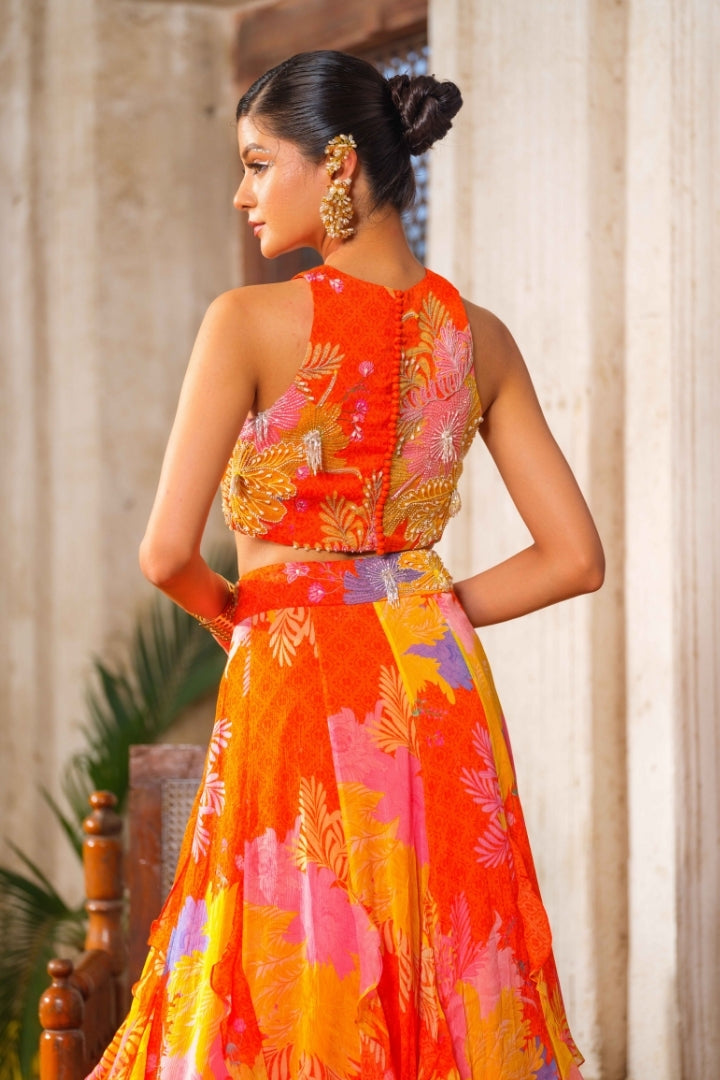 Gul ruffled lehenga set