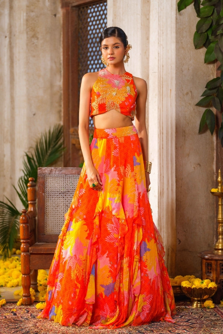 Gul ruffled lehenga set