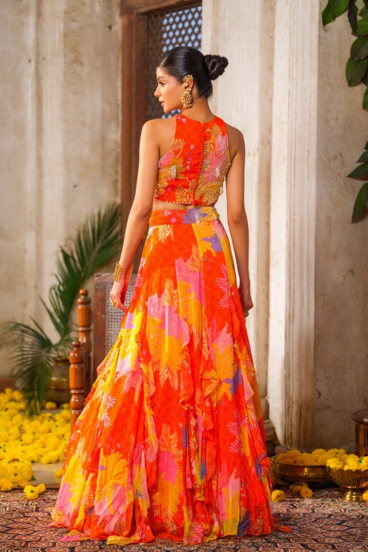 Gul ruffled lehenga set