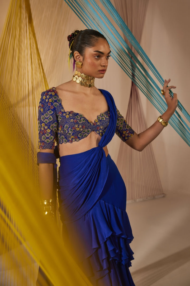 Kiara ruffled saree set