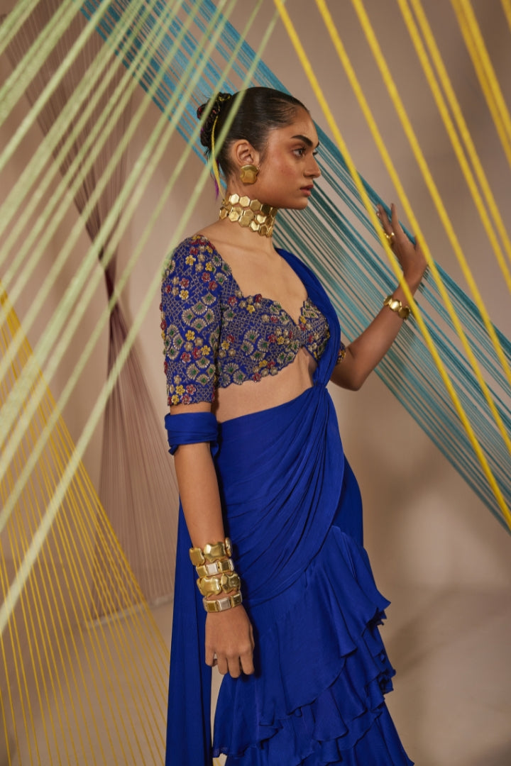 Kiara ruffled saree set