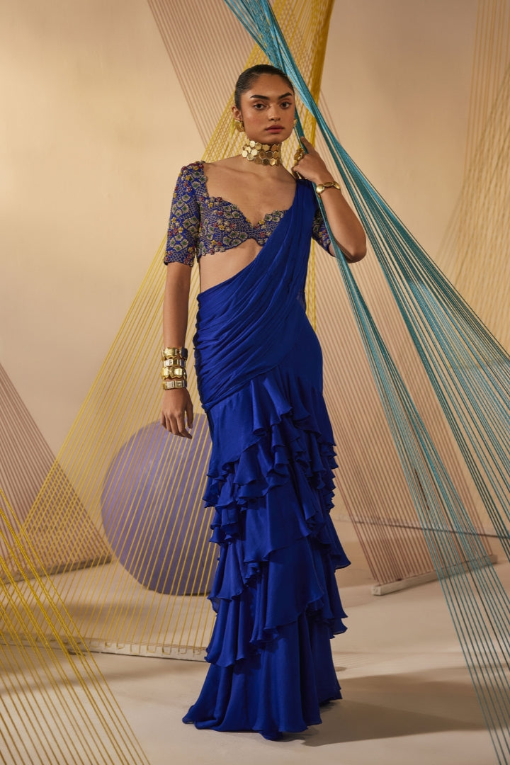 Kiara ruffled saree set