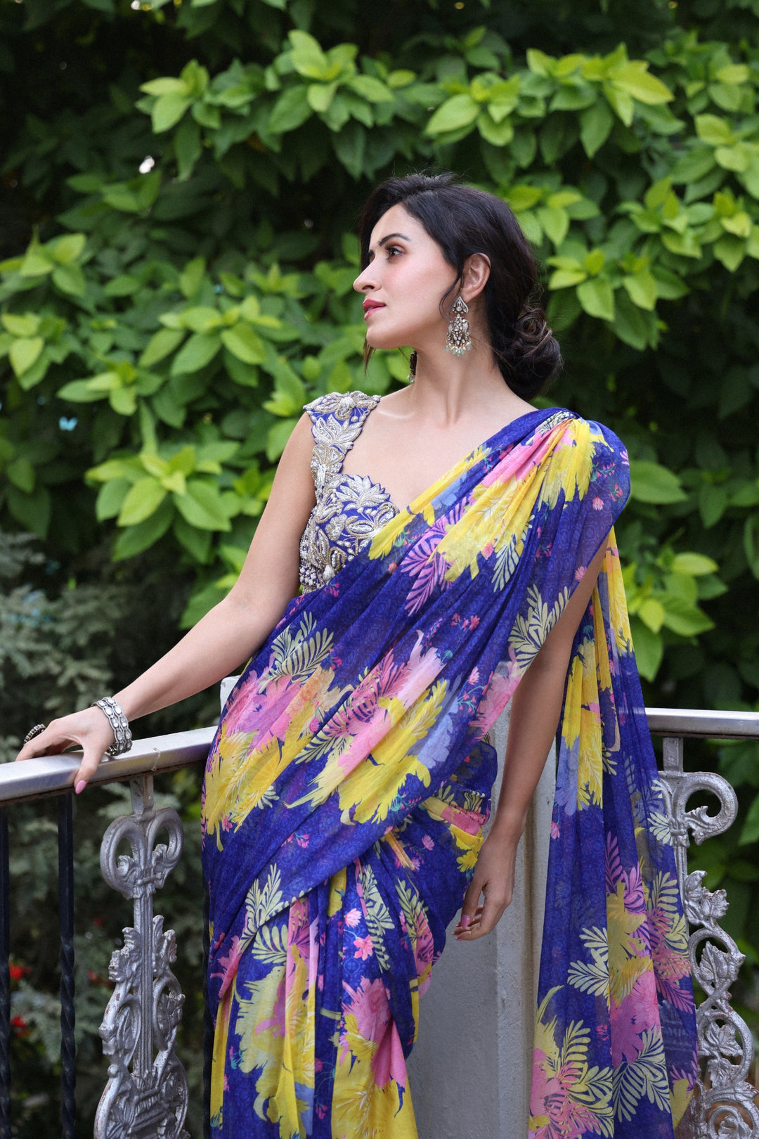 Anshu Ambani In Neela classic draped saree set