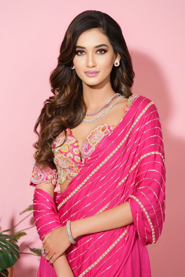 Mansi Chourasiya Tarani Pre-draped saree set