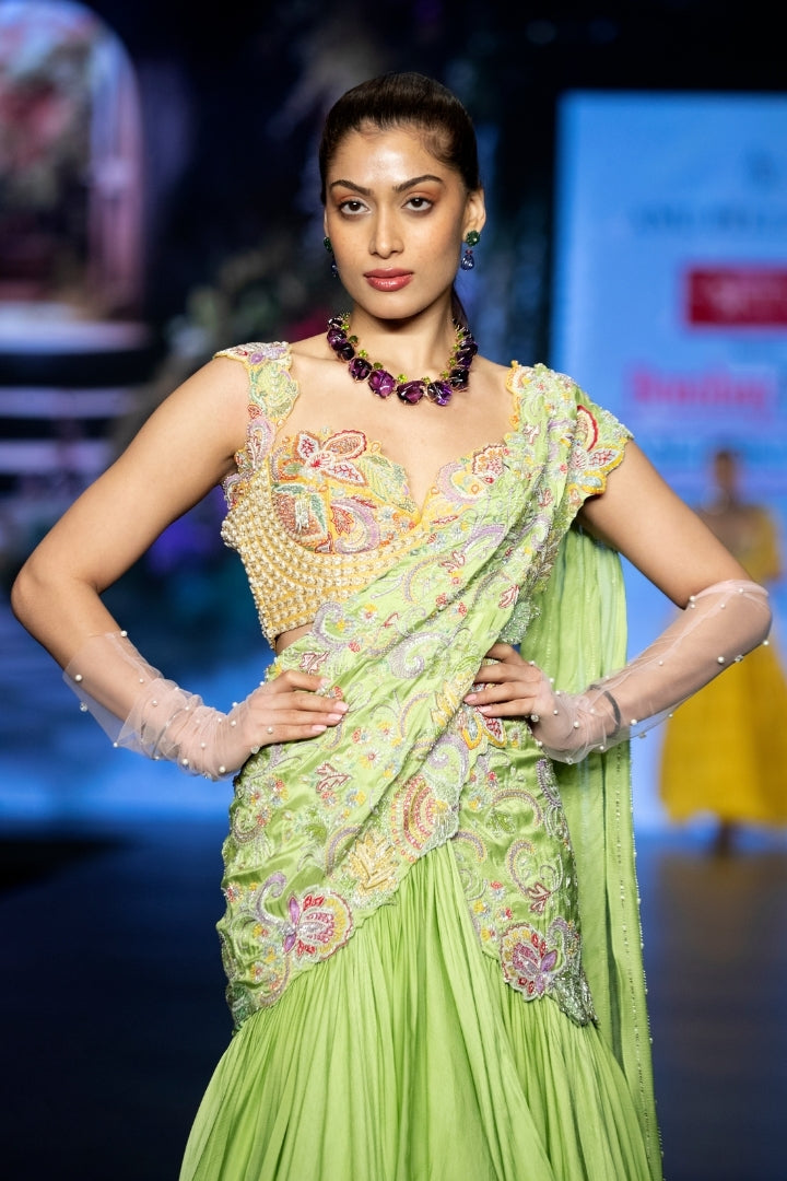 Kuha Pre-draped saree set