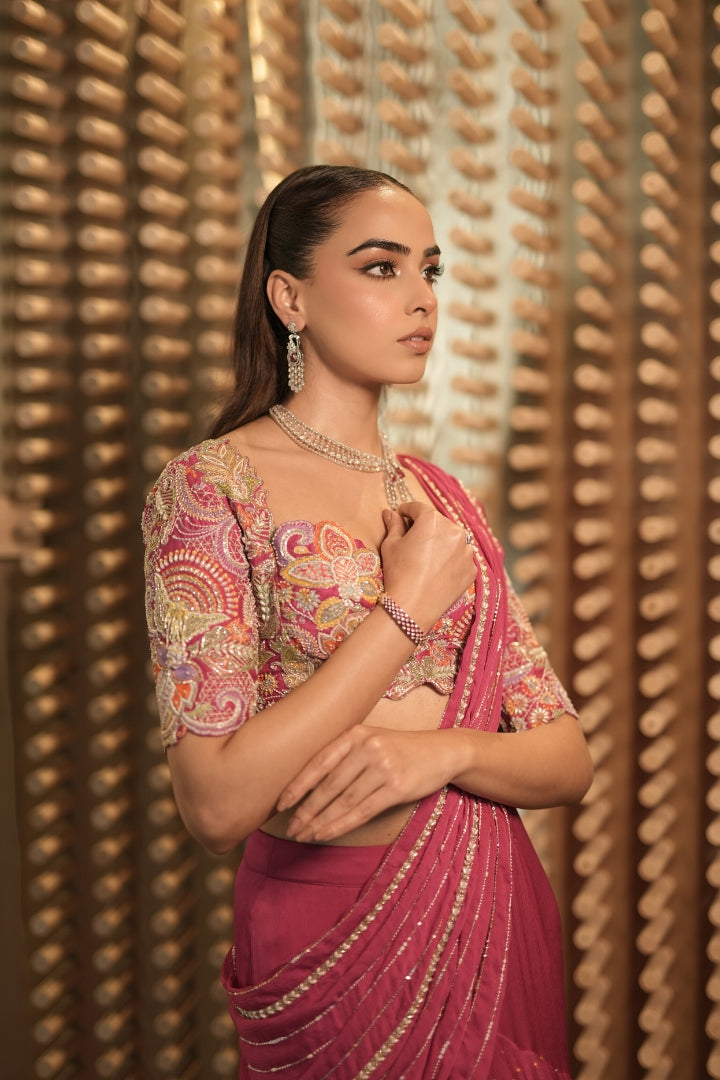 Navjot Kaur In Tarani Pre-draped saree set