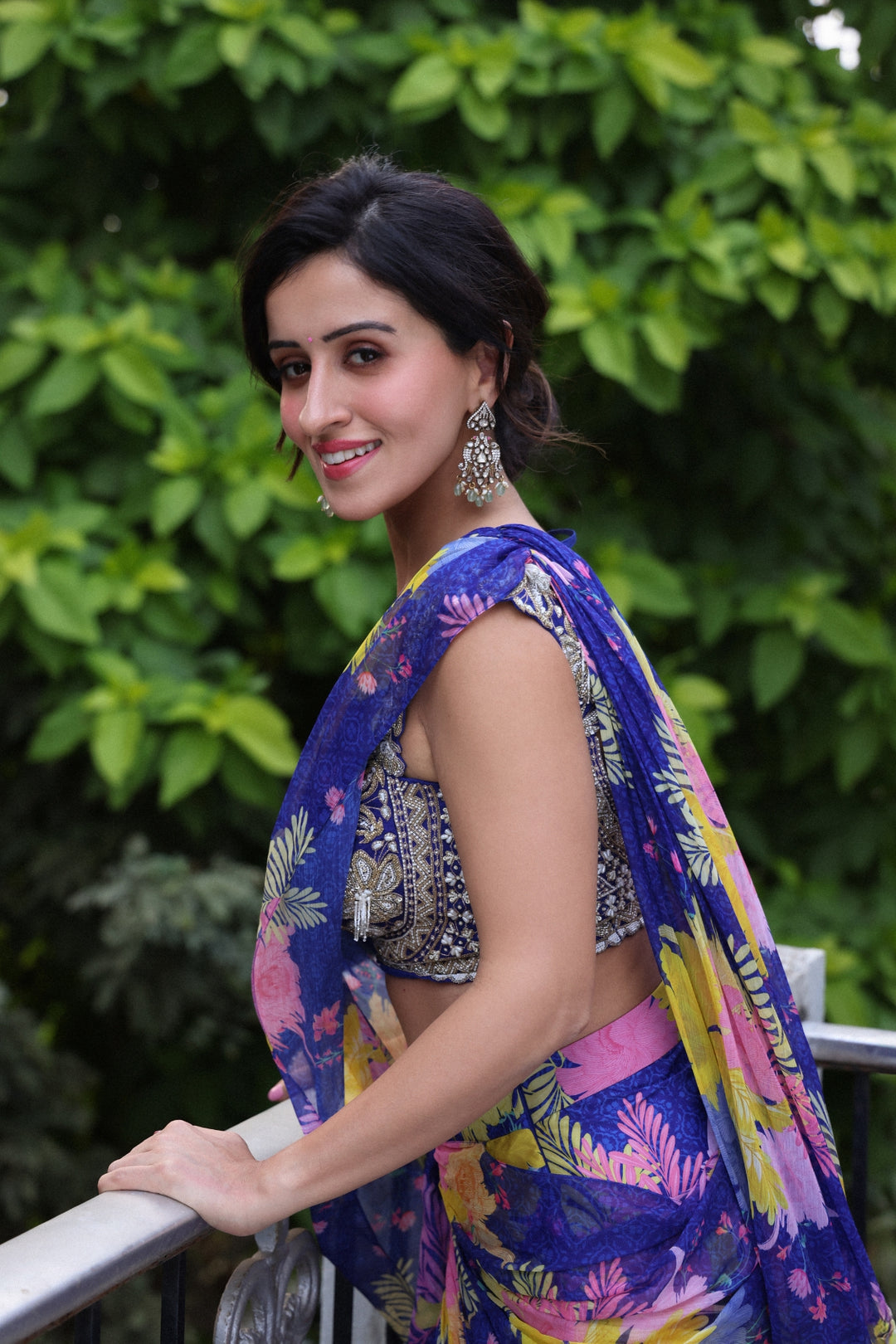 Anshu Ambani In Neela classic draped saree set