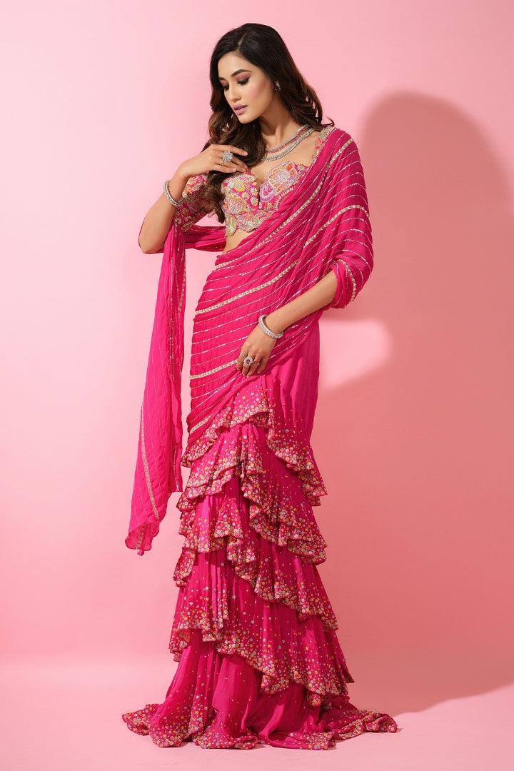 Mansi Chourasiya Tarani Pre-draped saree set
