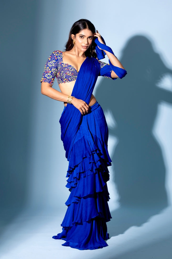 Likhita Yalamanchili In Kiara ruffled saree set