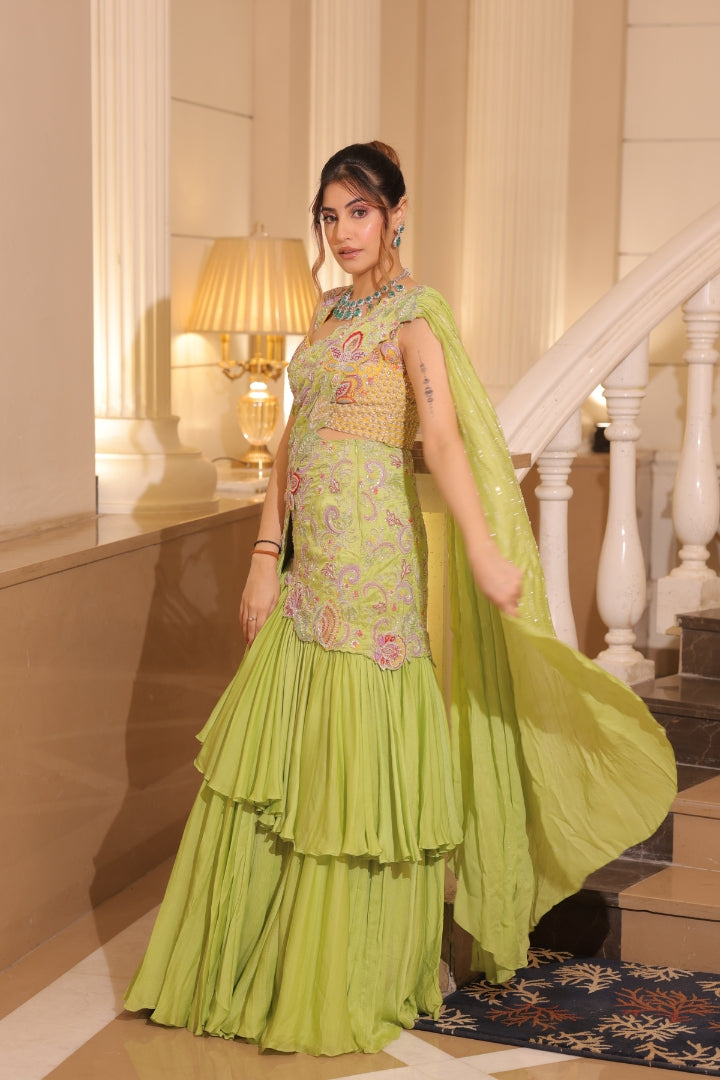 Raghavi In Kuha Pre-draped saree set