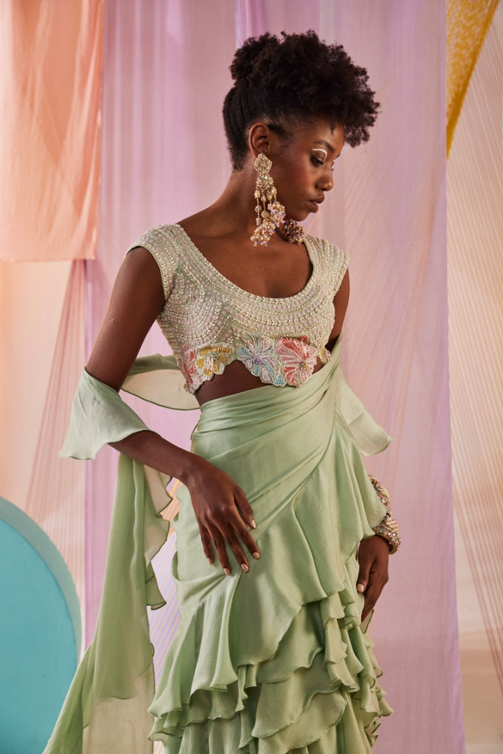 L√©a Ruffled Saree set