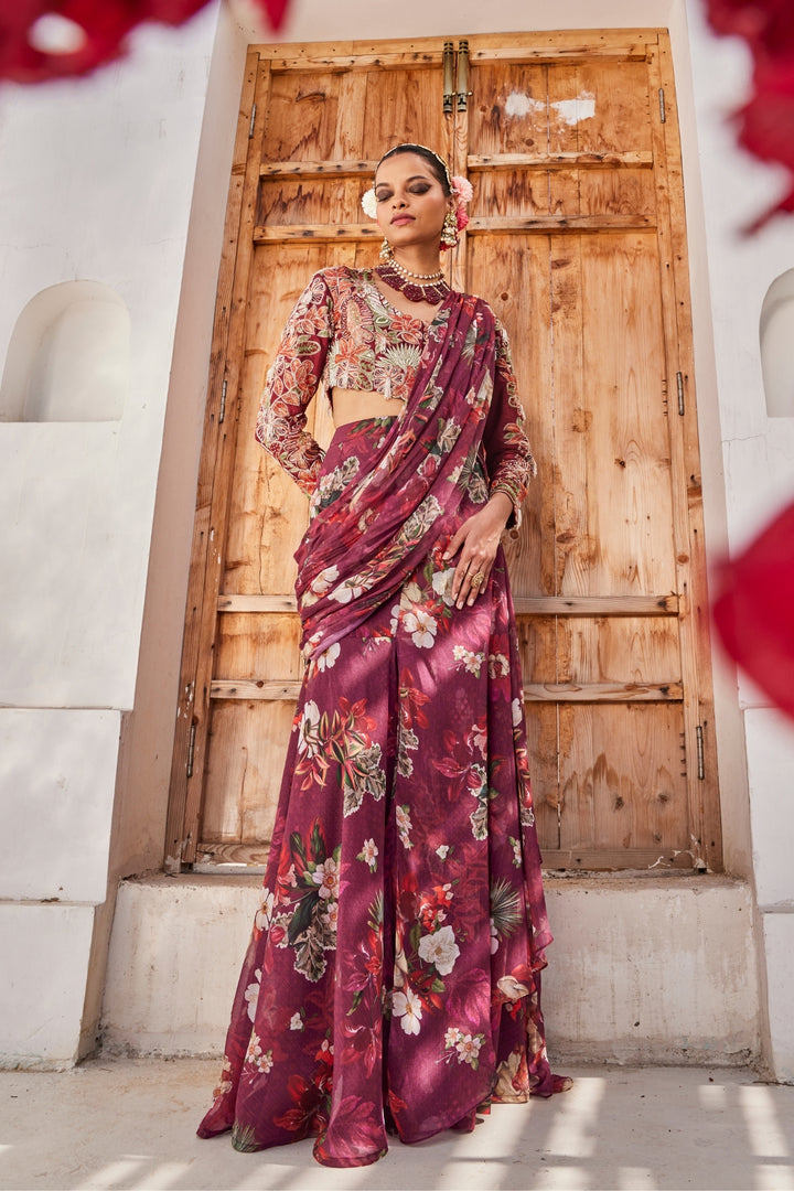 Zehra drape saree set