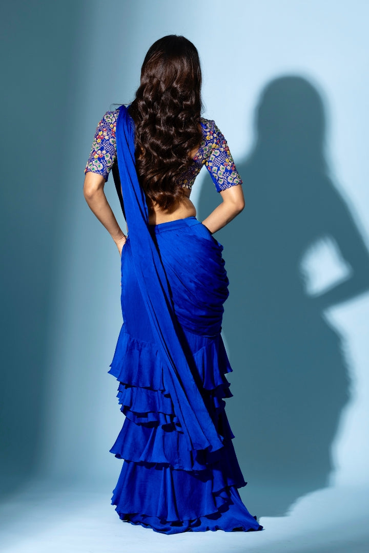 Likhita Yalamanchili In Kiara ruffled saree set