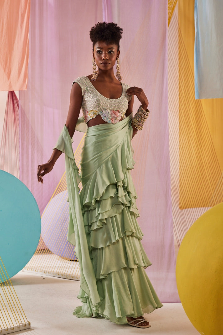 L√©a Ruffled Saree set