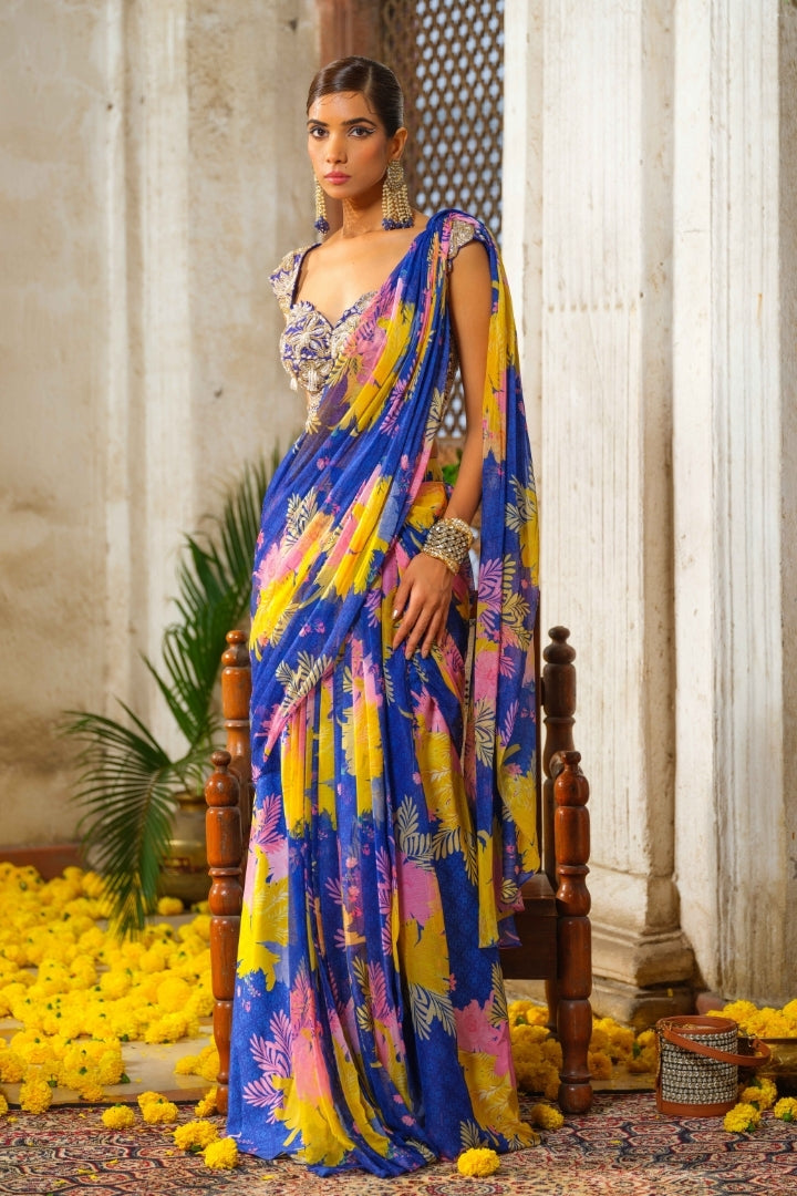 Neela classic draped saree set