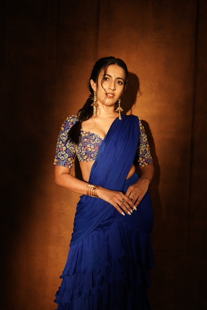 Niharika Konidella In Kiara ruffled saree set