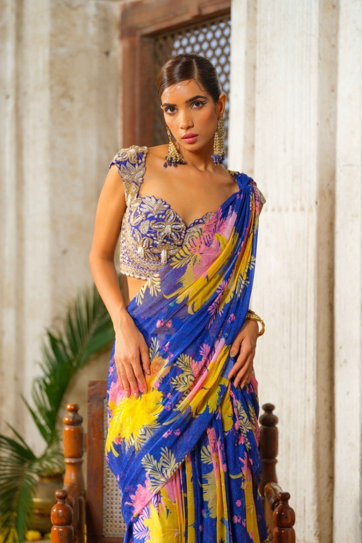 Neela classic draped saree set