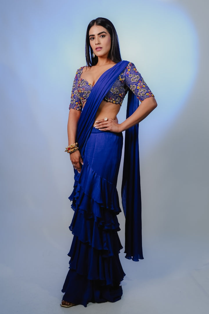 Kavya Thapar In Kiara ruffled saree set